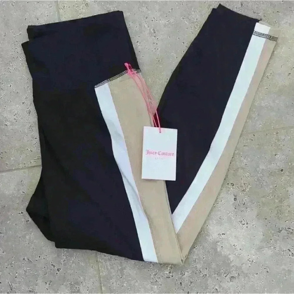 JUICY COUTURE | 7/8 Length Black/Tan/White Soft Athletic Leggings - Picture 3 of 8
